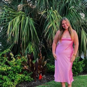 ZARA pink viral midi dress